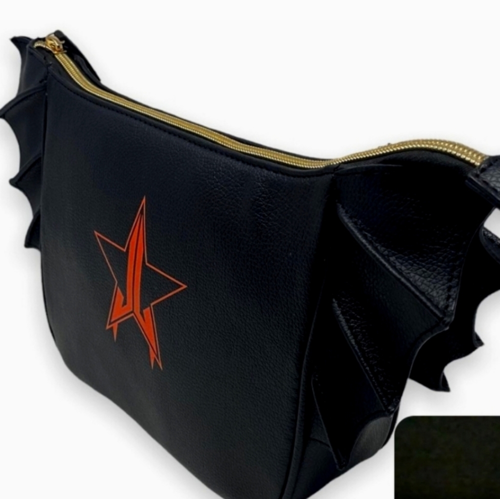 Jeffree Star BlK Bat Wing Full Zipper Handbag/Makeup Bag HALLOWEEN Ret. … - Picture 2 of 5